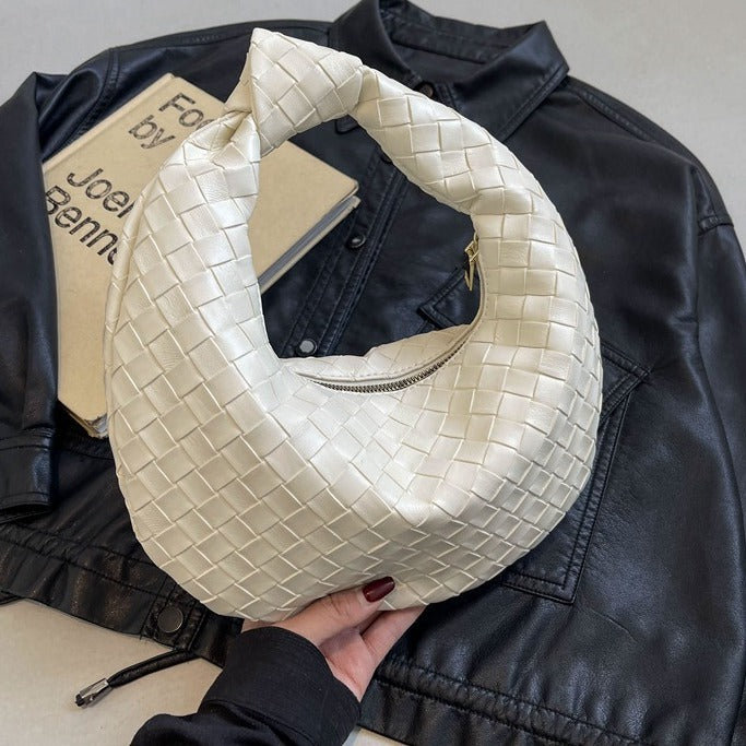 Sérénité Luxe Bag Schultertasche Damen Weiß Flechtoptik“