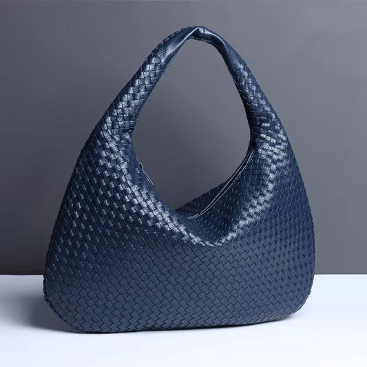 Élise Bag Schultertasche Damen Blau Flechtoptik