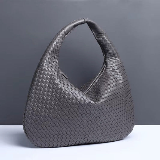 Élise Bag Schultertasche Damen Grau Flechtoptik