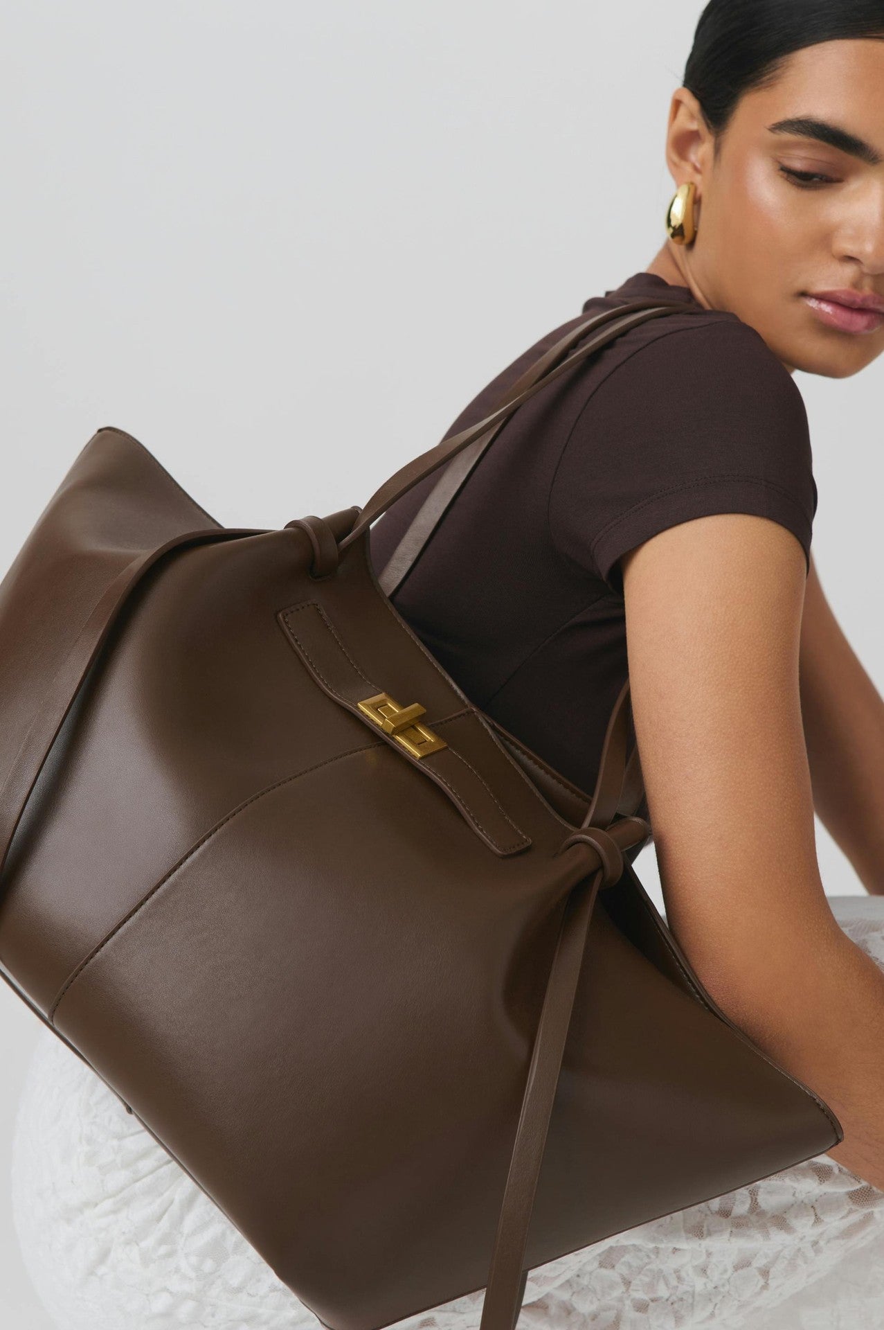 Raya Bag Schultertasche Damen Braun Lederoptik“