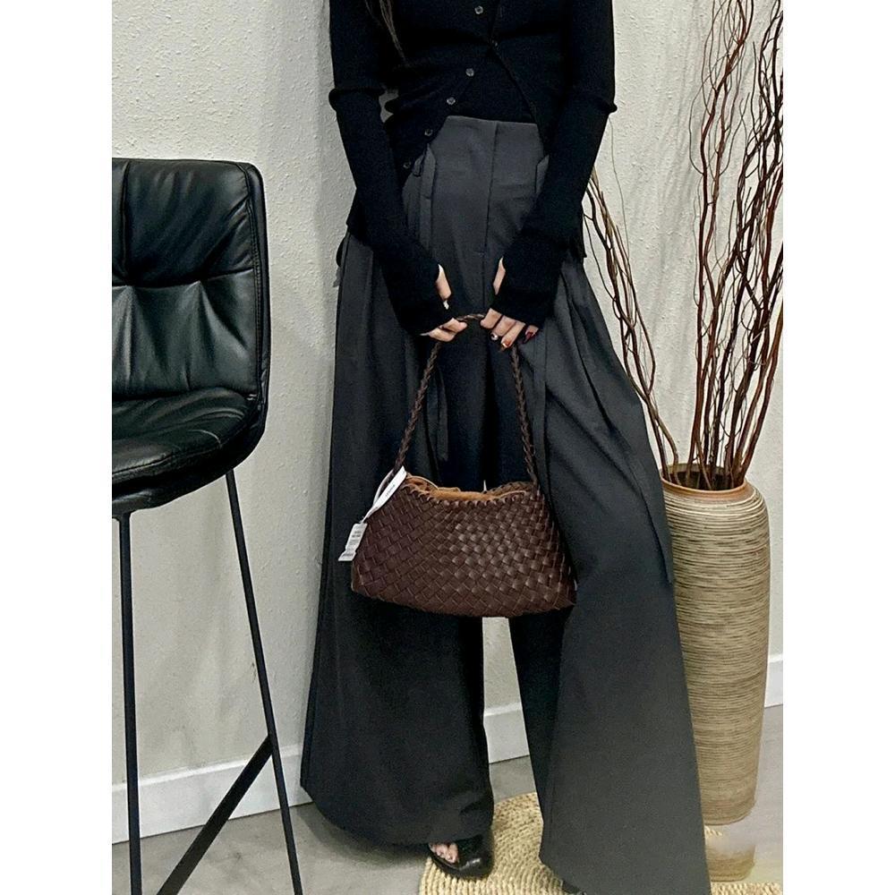 Vivienne Bag Schultertasche Damen Coffee Flechtoptik